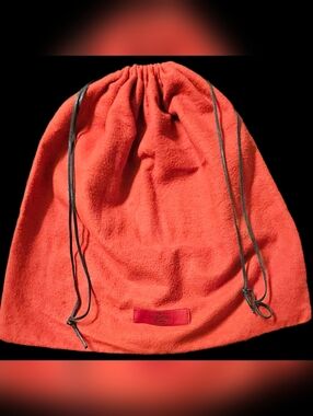 Valentino Red Dust Bag Cotton Black Leather Drawstring Handbag Storage